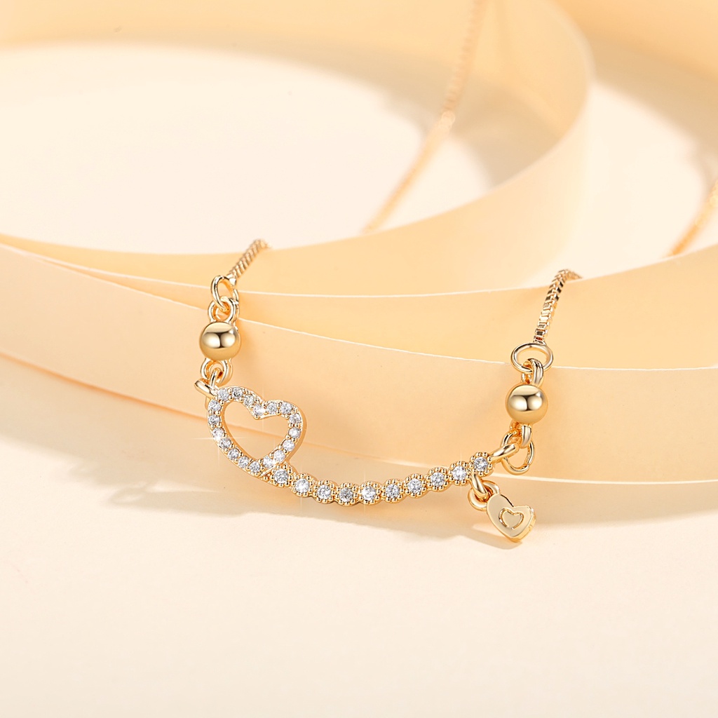 Y967【COD】Kalung Wanita Titanium Lapis Emas Terbaru Kalung Desain Hati Untuk Wanita Anti Luntur