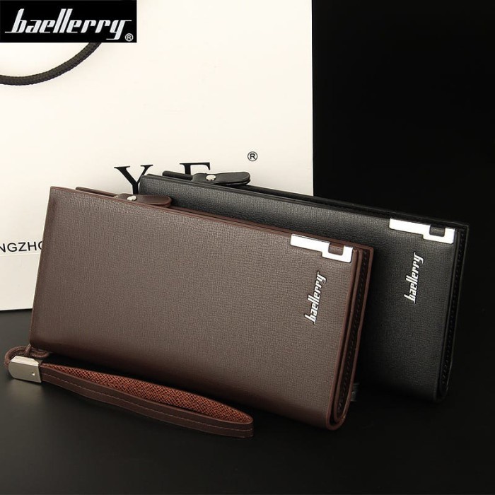 Dompet Cowok Panjang Kulit Polos Pria Wanita Hitam R1V7 Dompet Korean Style Keren Premium Berkulitas