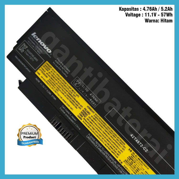 Baterai Laptop Lenovo X220 X220i X220s 42T4861 42T4865