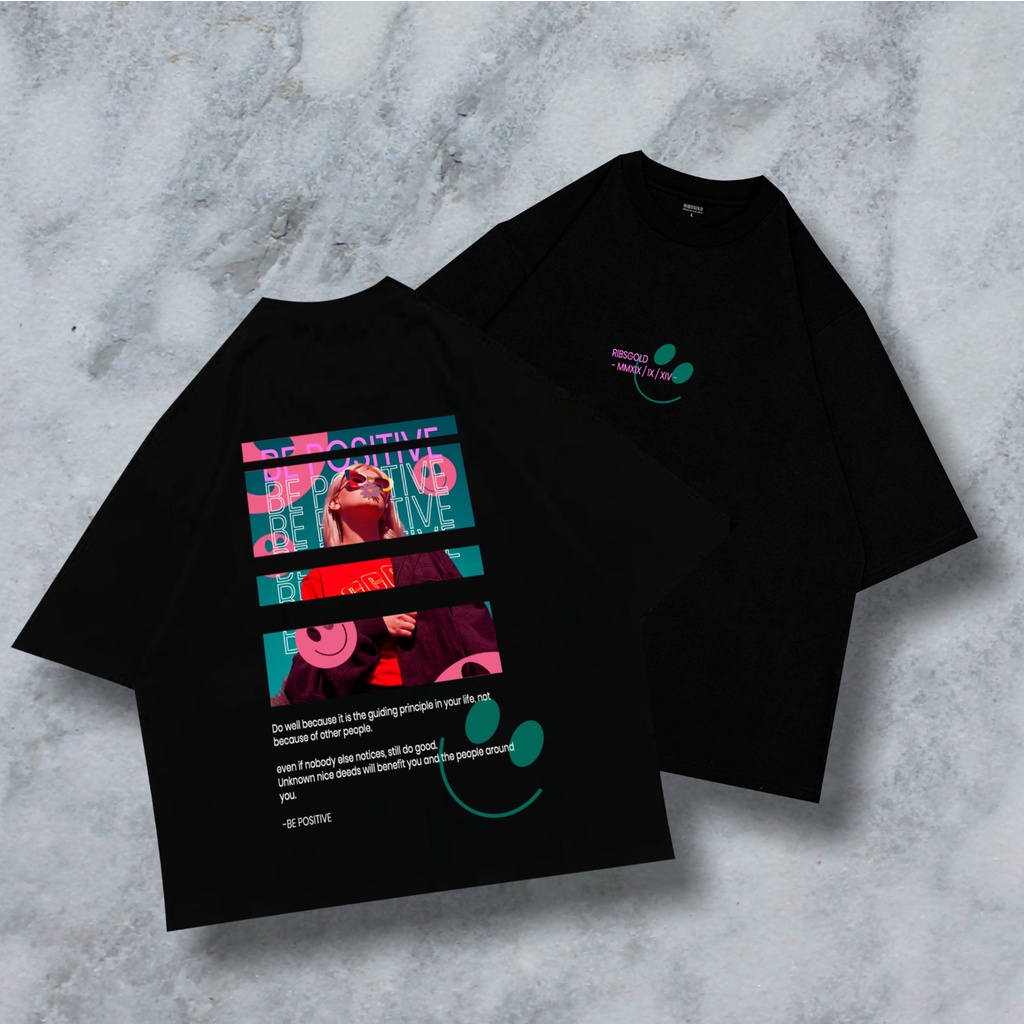 Ribsgold Kaos Oversize Graphic Pria - BePossitive