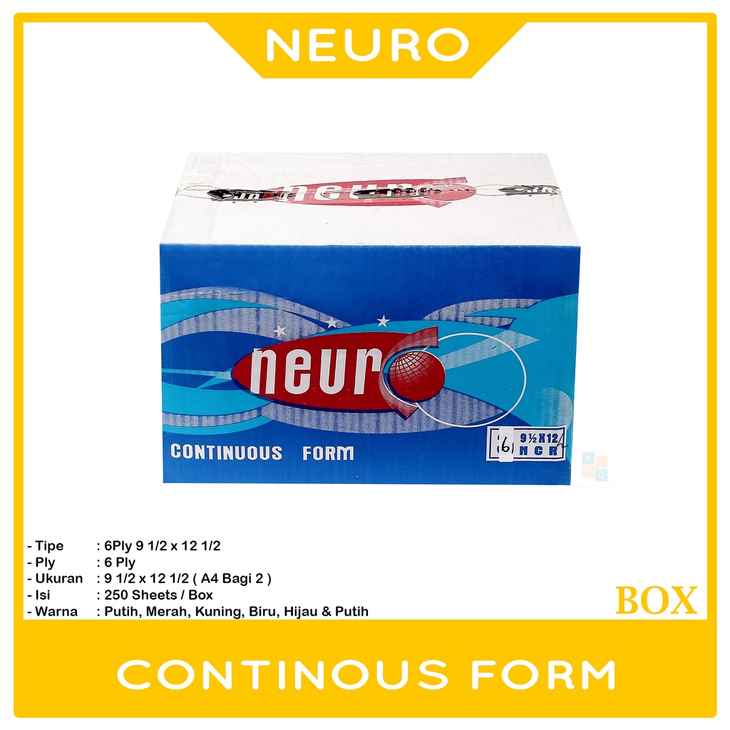 

NEURO - Continous Form 6 Ply 9 1/2 x 12/2 ( A4 dibagi 2 ) NCR - Box