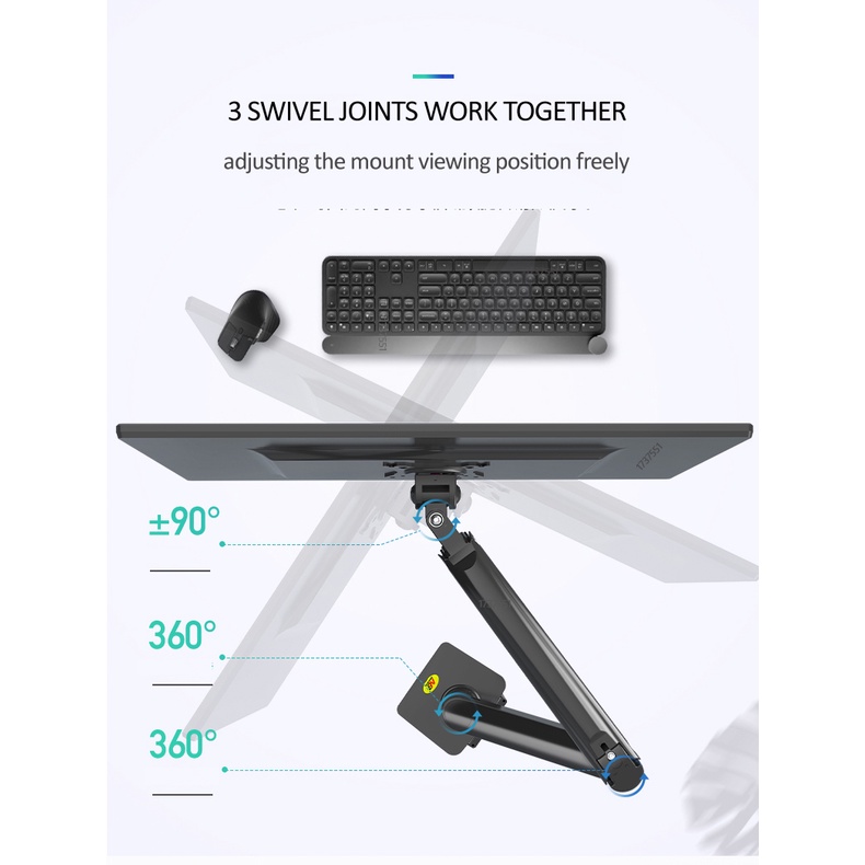 Bracket Monitor 22 - 35 inch, Single Stand Gas Spring Monitor Arm Desk Full Motions Xclussive