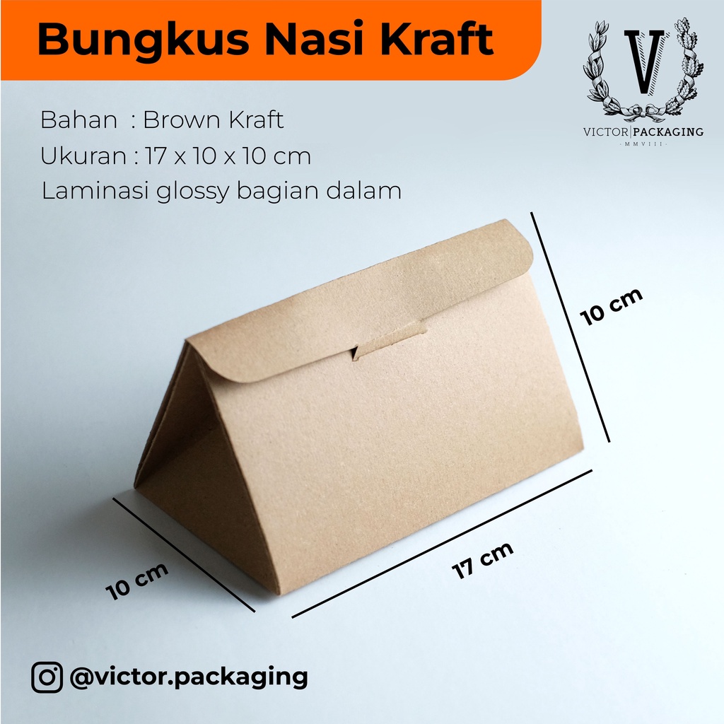 

(VICTOR) Bungkus Nasi Kraft 17 x 10 x 10 cm
