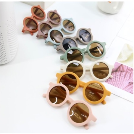 Kacamata Anak Bulat Vintage Sunglasses Kacamata Hitam Fashion Anak Anti UV Bahan Plastik