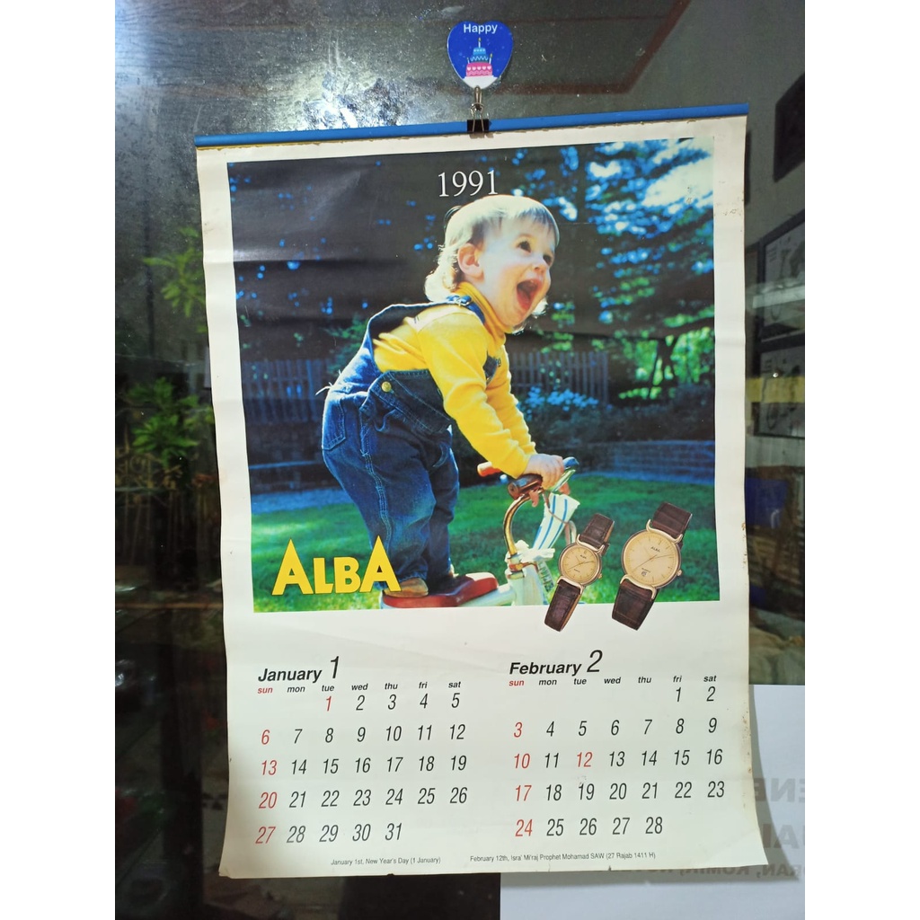 1991 Kalender Lawas Langka Jam Tangan Alba