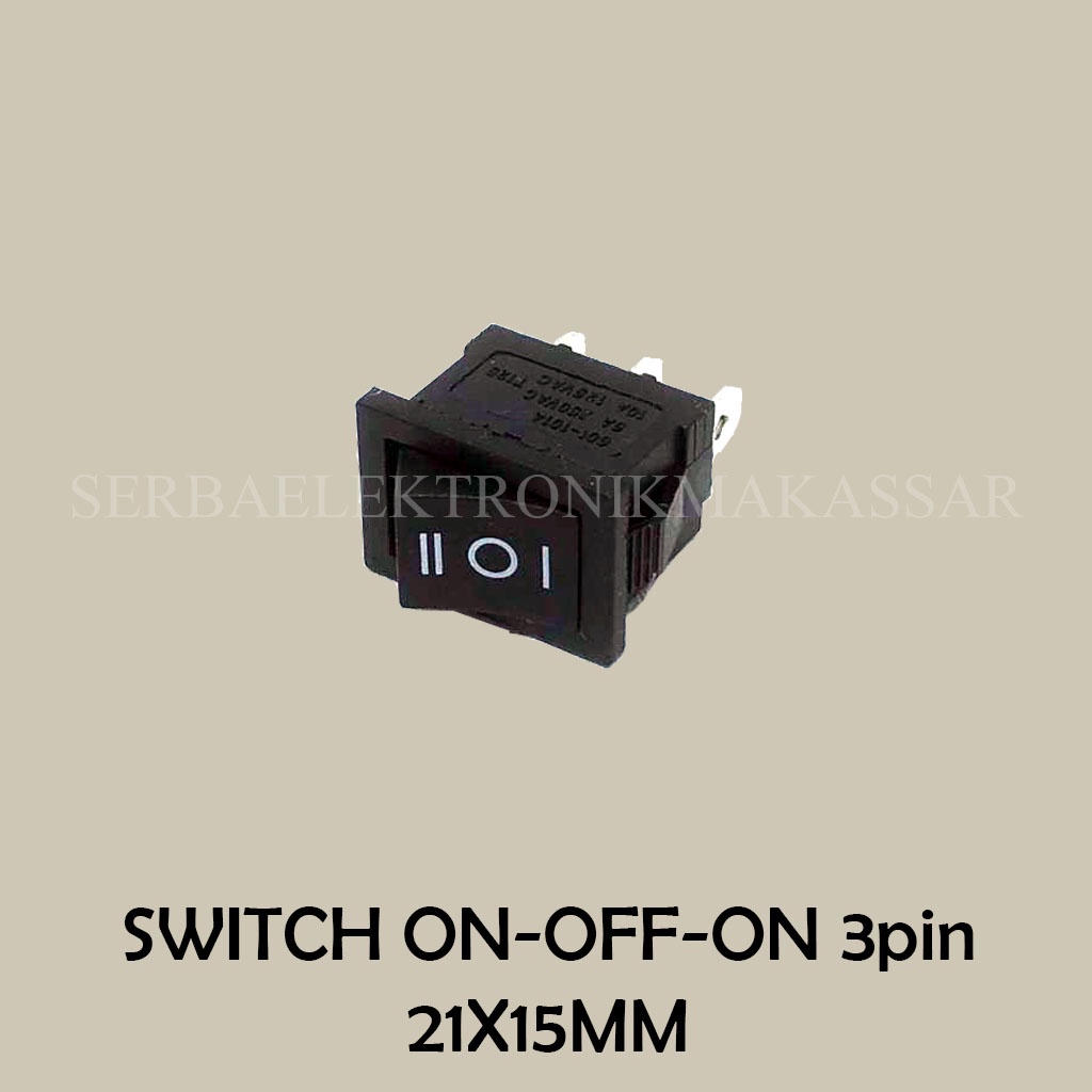 Saklar On Off On 3 Pin Segi Hitam Rocker Switch Kotak 21x15mm