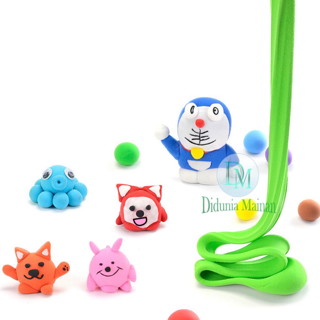 Mainan lilin plastisin edukatif seni kerajinan anak polymer clay dinosaurus 12 pcs warna warni