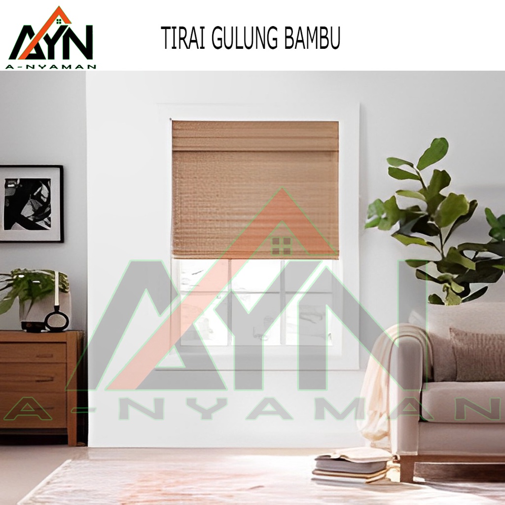 Gorden tirai gulung bambu cod kerei bambu jendela kaca rumah