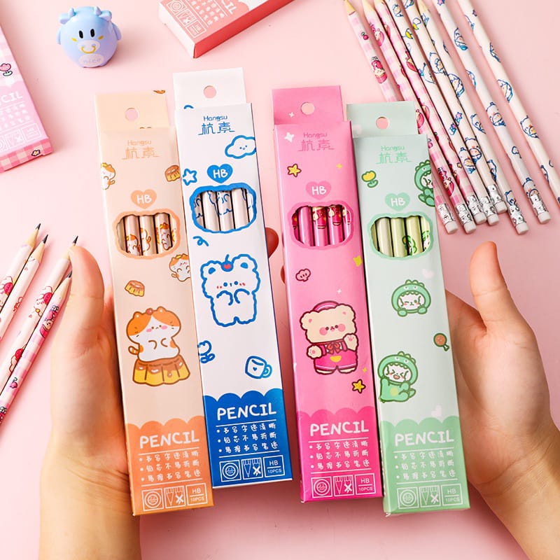 Set Pensil Alat Tulis Sekolah Anak Lucu / Set Pensil Isi 10pc S5670