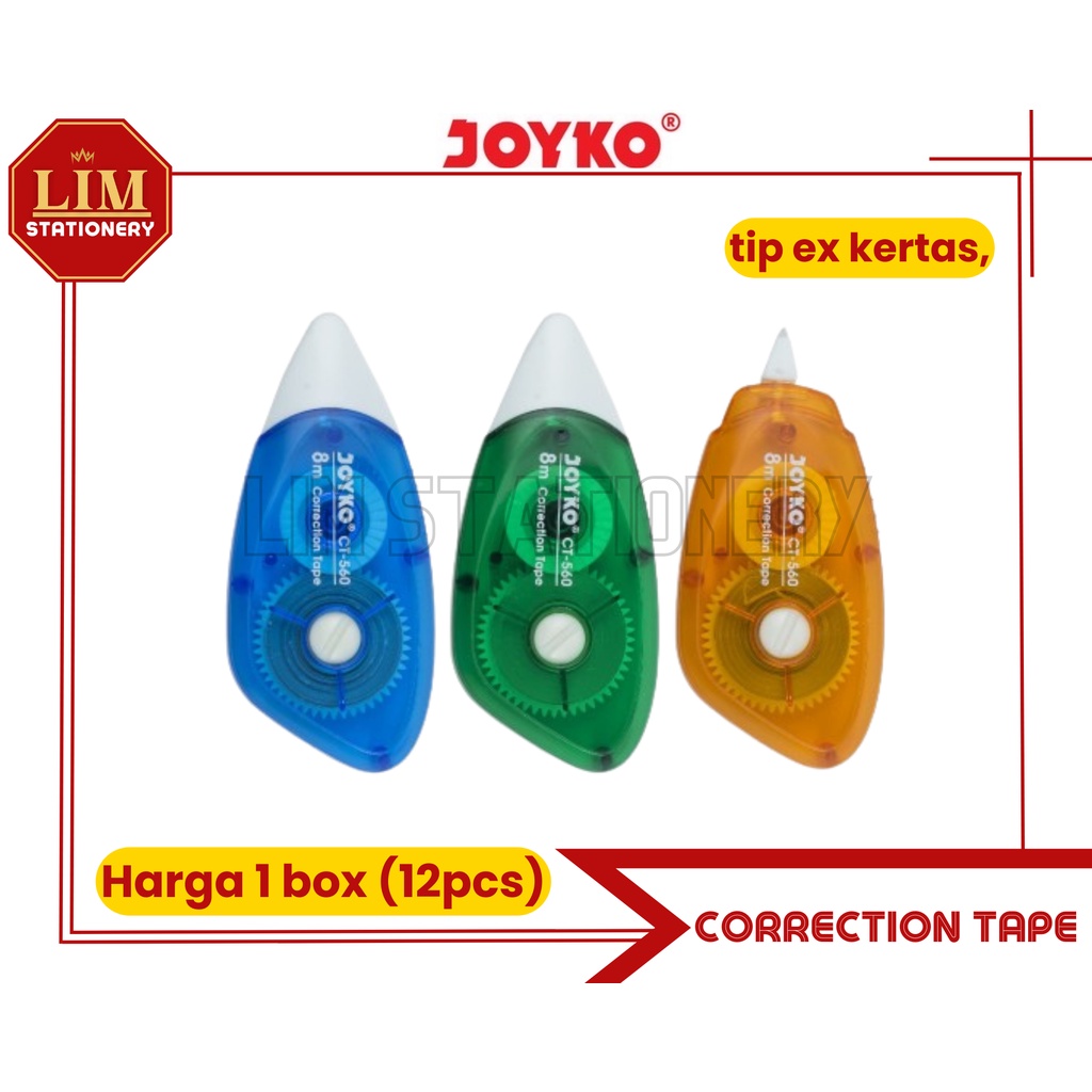 

TIP EX KERTAS / CORRECTION TAPE (12PCS) JOYKO CT-560