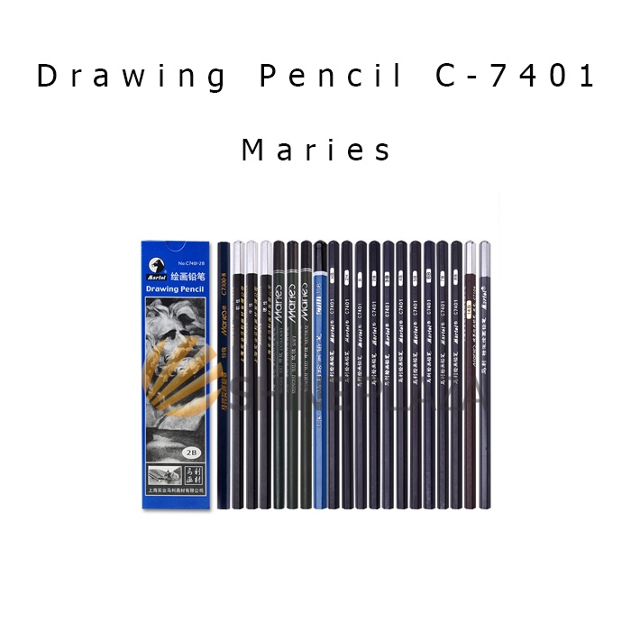 

Maries Drawing Pencil C7401 Sketch - Pensil Gambar Sketsa 2H HB B 2B 3B 4B 5B 6B 7B 8B 10B 12B 14B