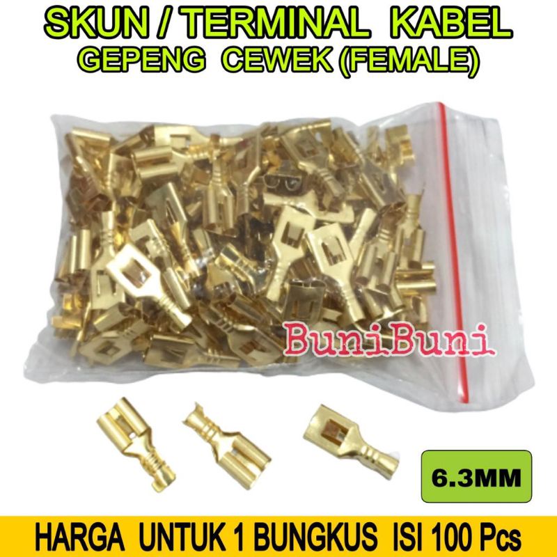 SKUN Terminal Kabel GEPENG &amp; BULAT Tipe CEWEK FEMALE &amp; COWOK MALE - ISI 100 Pcs