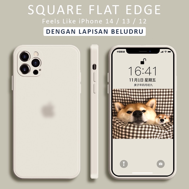 SILICONE SQUARE FLAT EDGE Soft Case iP iPhone 7 8 Plus X XR XS 11 12 13 Pro Max SE 2020 Casing Silik