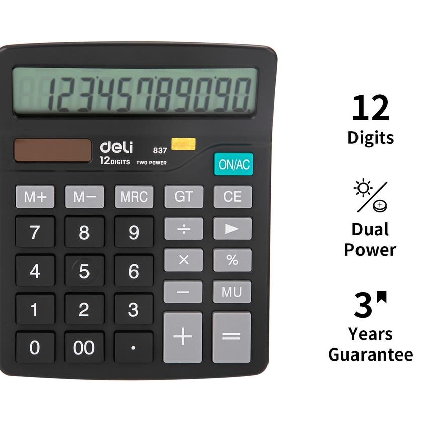 

✨12.12✨ COD Deli Kalkulator Double Power, Layar LCD Kualitas Tinggi, Keyboard Karet, Garansi 3 Tahun W837 !!