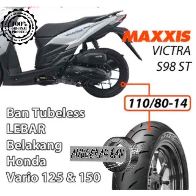 Ban luar maxxis victra S 98 ST tubeless ring 14 by maxxis ban aerox vario 80/90-14 90/90-14 100/80-1