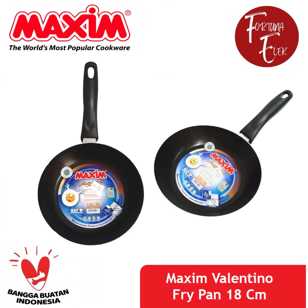 Maxim Valentino Fry Pan Penggorengan 18 Cm Wajan Teflon Alas Merah