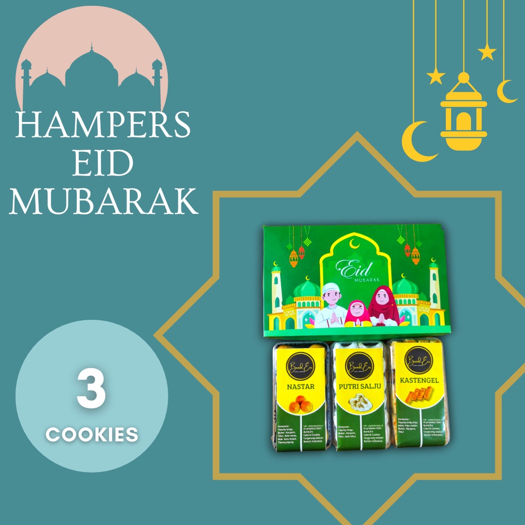 

Hampers Ied Mubarok Premium Parcel Kue Kering Lebaran Idul Fitri Nastar Kastangels putri Salju