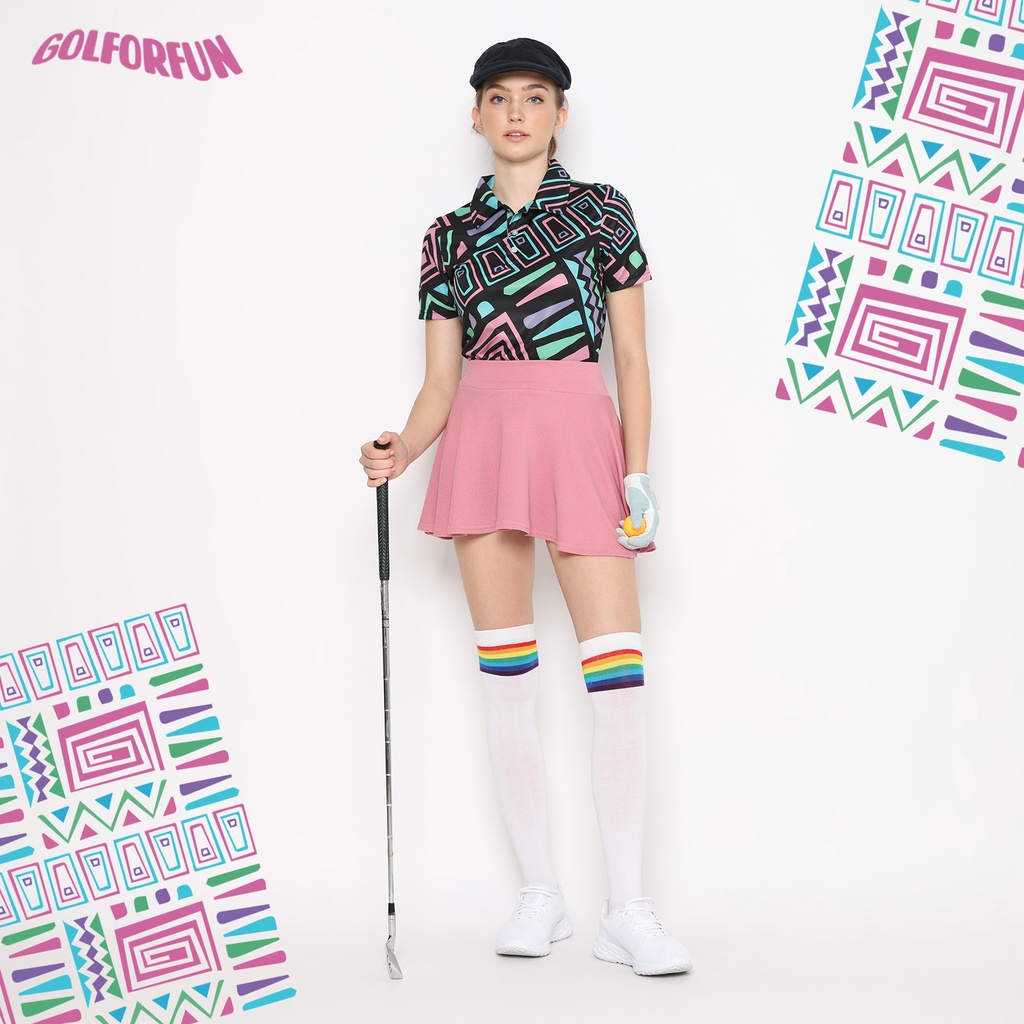 GOLFORFUN - BLACK NAVAJO GOLF POLO SHIRT FOR WOMEN GFF053