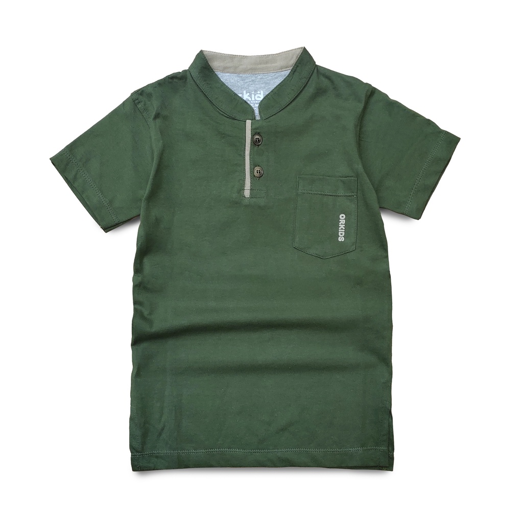 Kaos Kurta Anak Laki Laki Baju koko Kerah Shanghai Moz Green