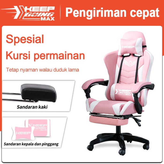 Kursi Keep Going Max Kursi Gaming Kursi Gaming Murah Terbaik - Pink