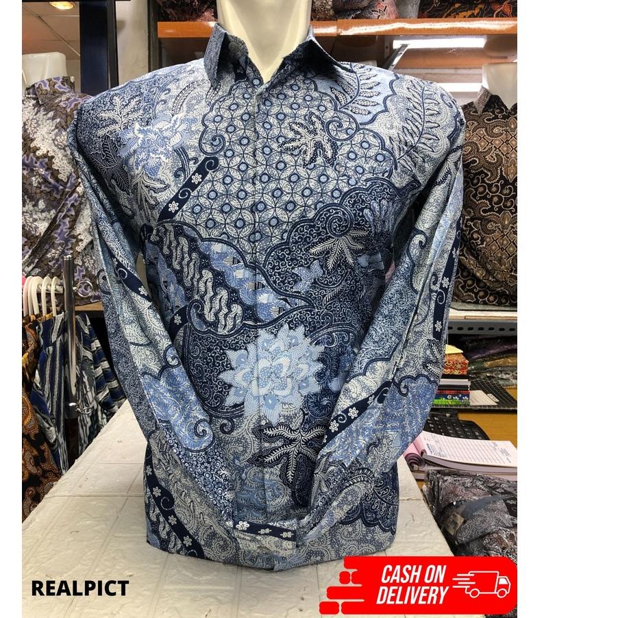 ♠ KEMEJA BATIK PRIA Biru Langit/salem RegulleR [COD] ♛