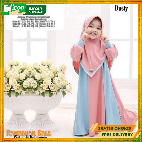 Bsju Muslim Style Korea Kekinian Ootd Setelan Dress Tanggung 15 Thn Mewah One Set Lebaran Cewe Moder