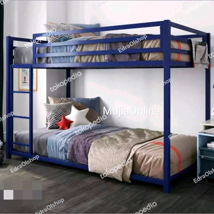 UPPER BUNK BED RANJANG SUSUN BESI TINGKAT TEBAL KUAT BAGUS MINIMALIS