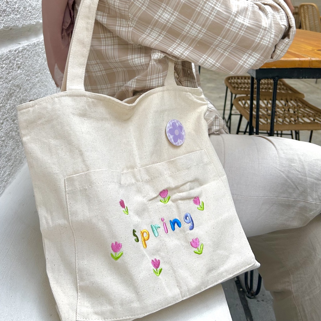 (palette) Noun Tote Bag (2 saku depan + bordir)