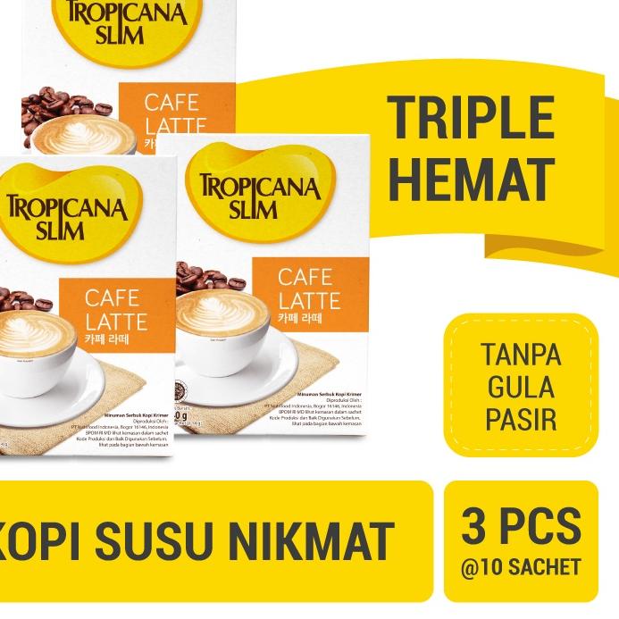 

♚ Triple Pack - Tropicana Slim Cafe Latte 10 Sachet 14 gram - Kopi Susu Nikmat Tanpa Gula Pasir ➳