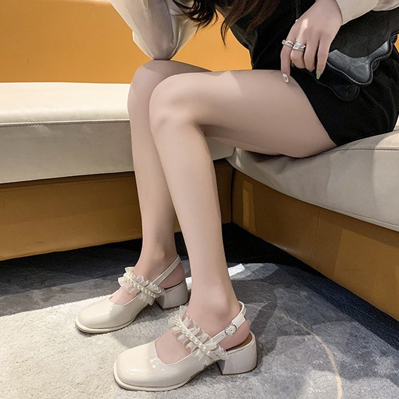 FD Sepatu Wanita Import Tali Belakang Marry Jane Shoes Korean Style Sepatu Heels Kasual KI-059