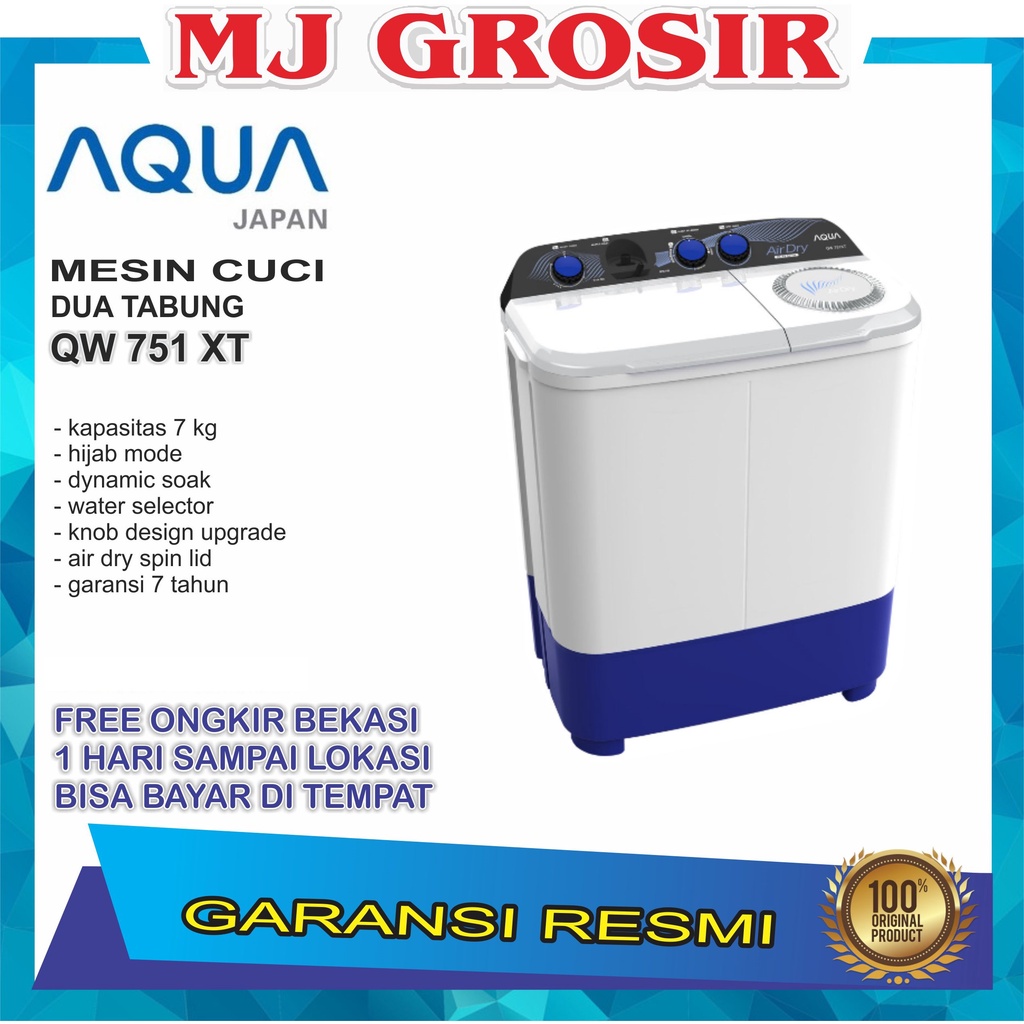 MESIN CUCI AQUA JAPAN 761XT / 751XT / 781 XT 7KG 2 TABUNG 7 KG HIJAB SERIES