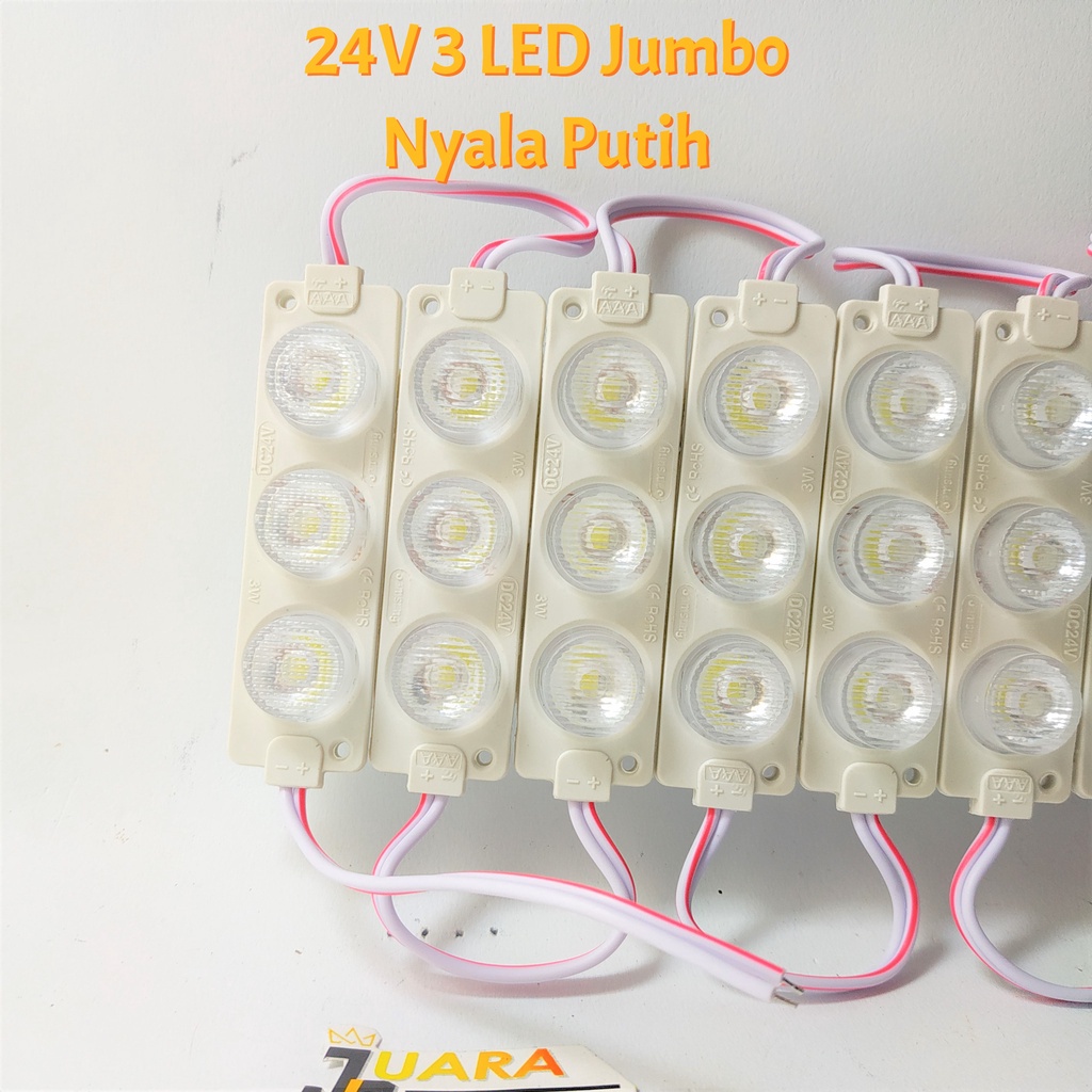 LED MODULE 24V 3 LED Jumbo Nyala Biru, Kuning, Hijau, Putih