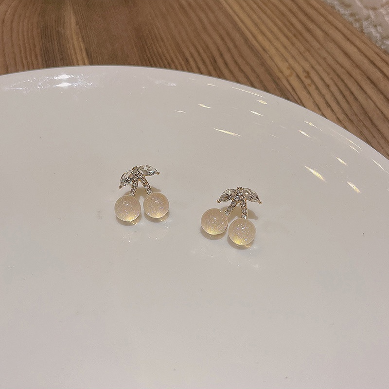 925 Perak Jarum Fantasi Gradual Cherry Anting Wanita Fashion Zirkon Anting