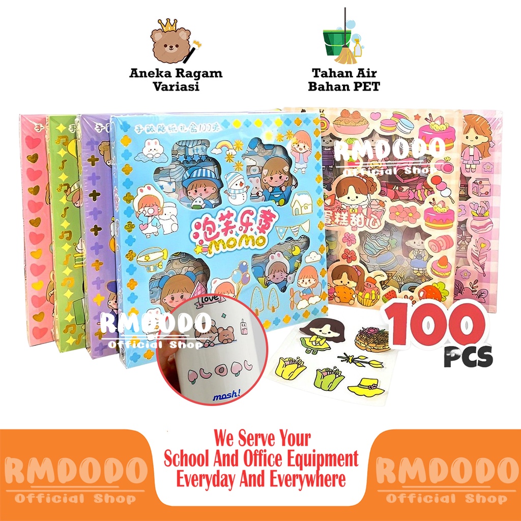 

Rmdodo - Stiker MOMO Set Motif Kartun Korea Lucu Anti Air Isi 100 Lembar / Dekorasi Handbook Scrapbook Sticker DIY / Sticker Buku Aesthetic