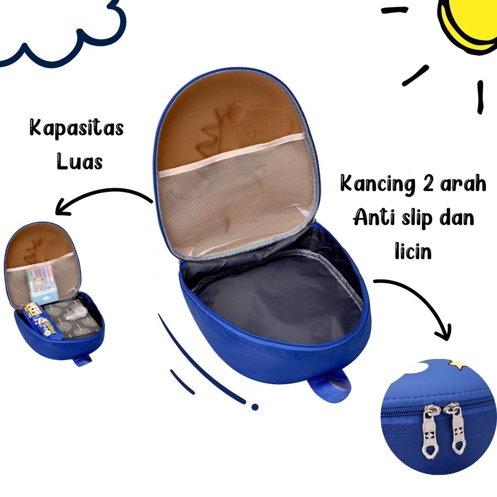 [MONA] Tas Ransel Anak Sekolah Motif Timbul 6D Tas Telur Series 2 Karakter Lucu Kualitas Import Premium -M0239