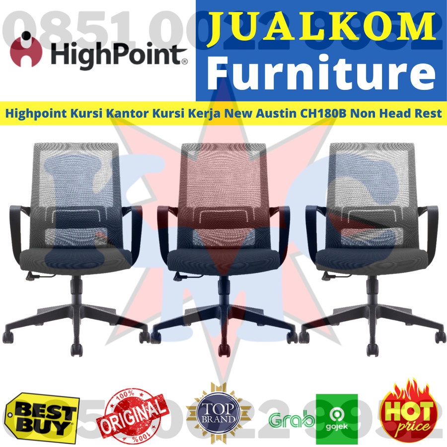 Highpoint Kursi Kantor / Kursi Kerja New Austin CH180B Non Head Rest