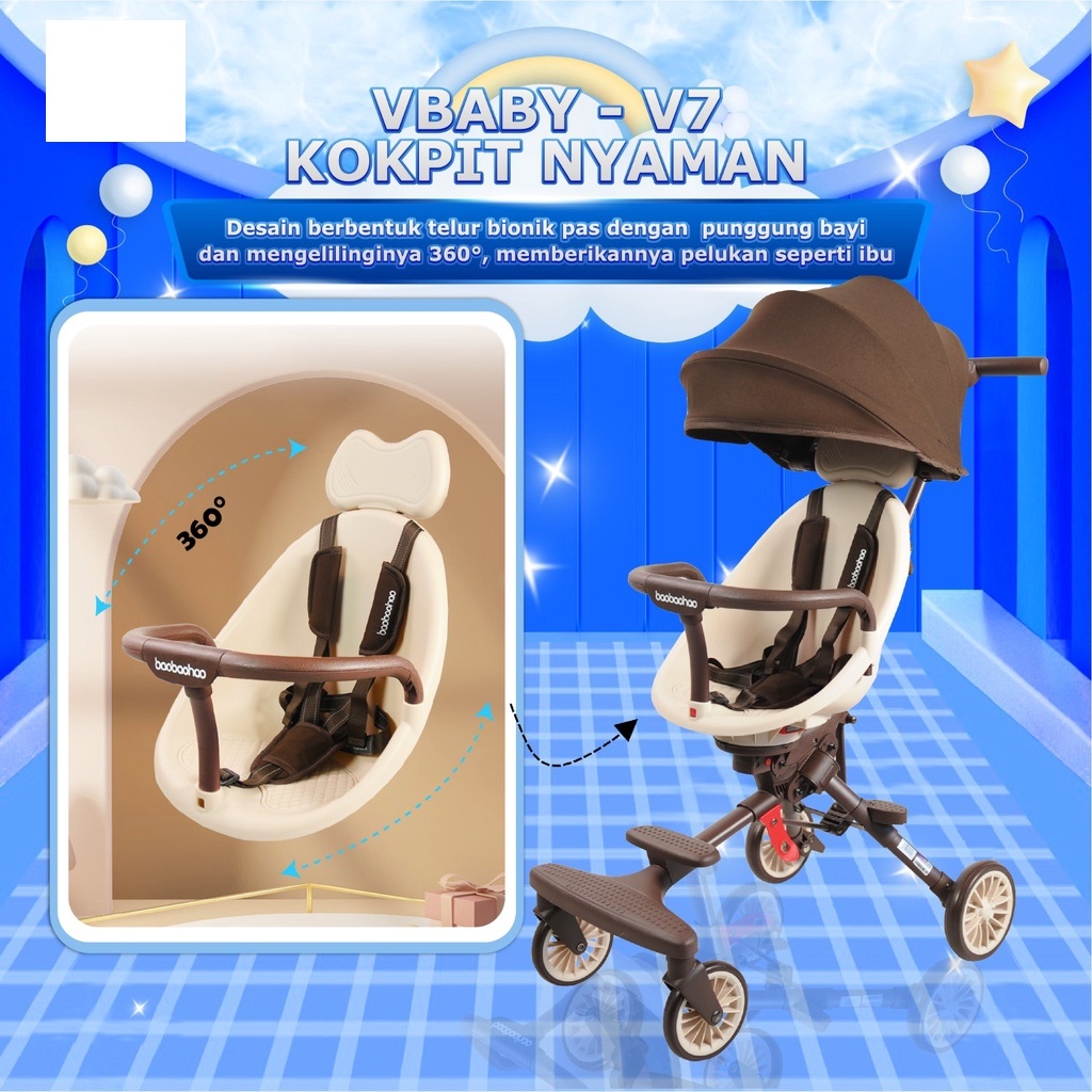 RETRO STROLLER/ Kereta Dorong Bayi 2 Arah BERGAYA RETRO COKLAT