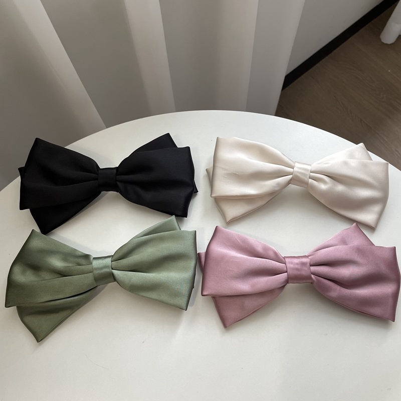 SUPER BIG BOW HAIRCLIP RIBBON HAIR CLIP KLIP JEPIT RAMBUT PITA BESAR JEPITAN FAIRY GIRLY GRENCH RETRO VINTAGE KLIP AKSESORIS SATIN KAIN SILK LEMBUT WARNA SOLID POLOS PASTEL HITAM PUTIH KREN PINK BIRU HIJAU KOREA KOREAN INS TRENDY NICHE