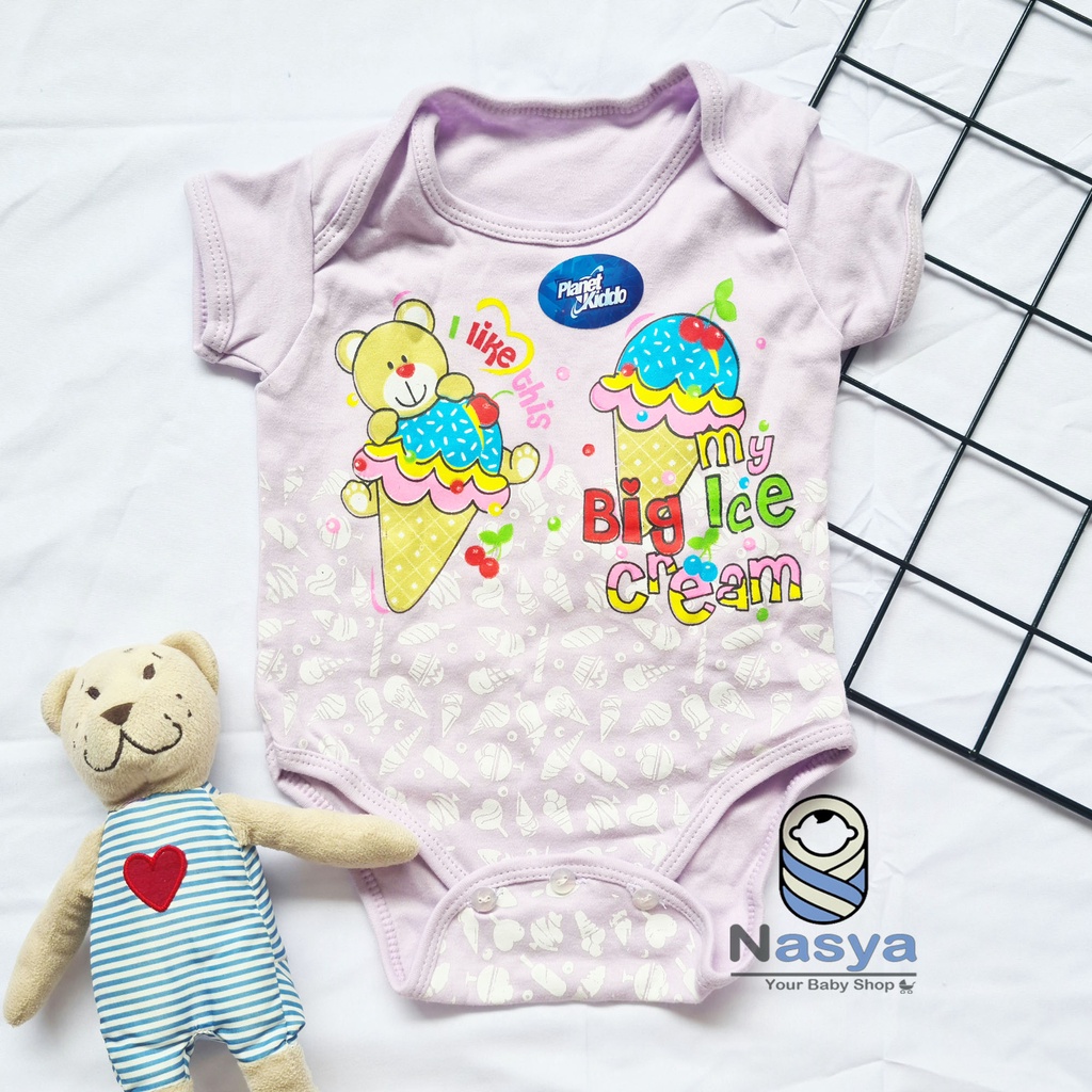 [P-015A] Jumper Bayi Perempuan Katun dengan kancing bawah (0-6 bulan)