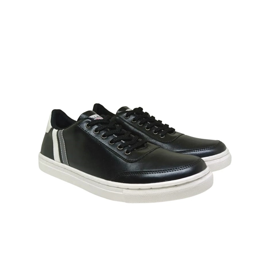 HILTON X ZAGIB LEATHER FULL BLACK | Sepatu Pria Skate Big Size Sneakers Cowok Bule Ukuran Jumbo