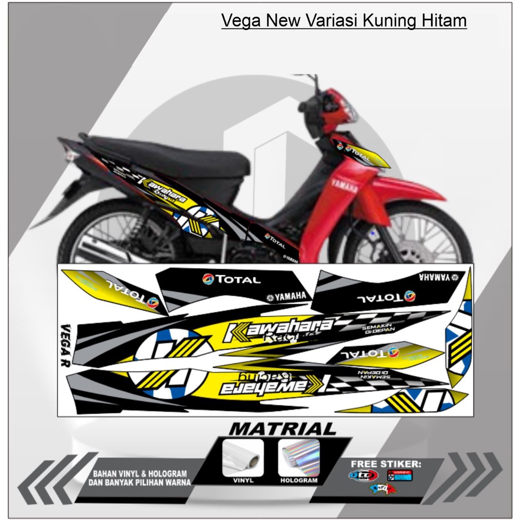 STIKER STRIPING VARIASI VEGA NEW BAHAN PUTIH/HOLOGRAM VINYL|LIS SEPEDA MOTOR VEGA|STIKER MOTOR VEGA 