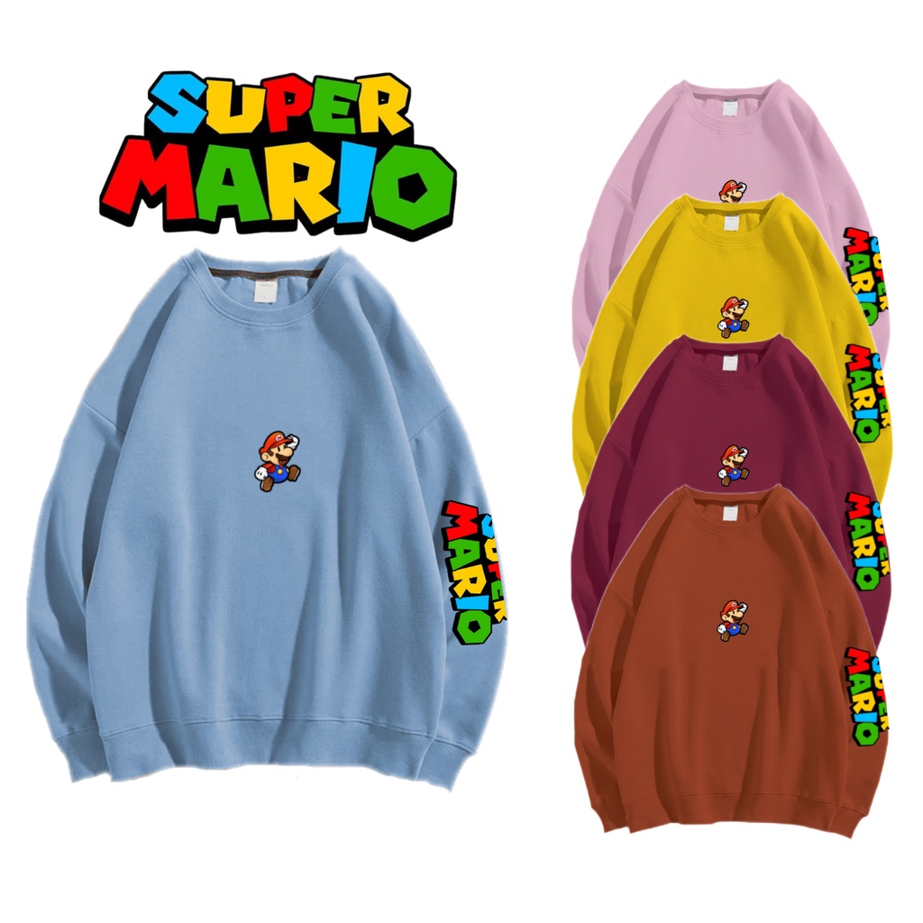 SUPER MARIO HAND  SWEATER CREWNECK PRIA WANITA Size M-XXL