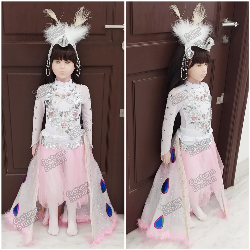 Kostum White Peacock / Costume Burung Merak Putih Hewan Animal Bird Binatang anak