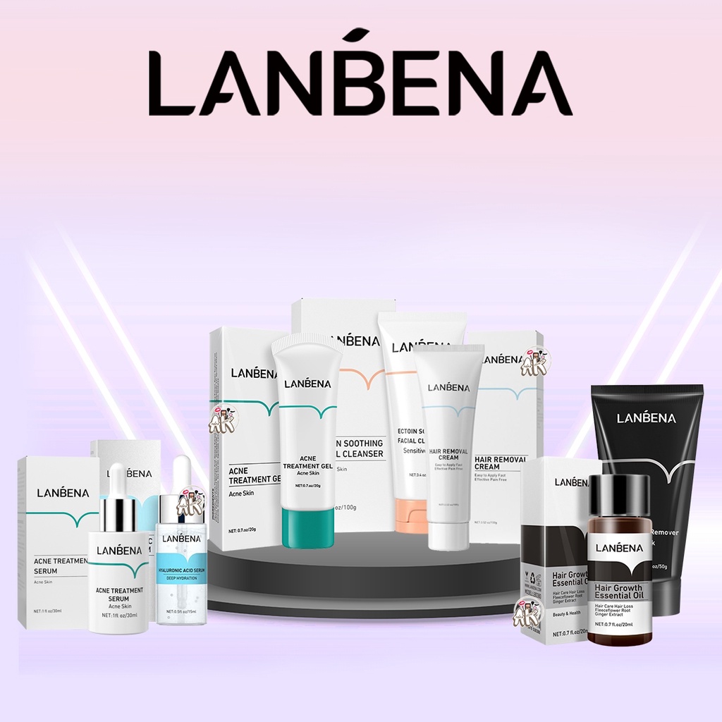 LANBENA HAIR REMOVER CREAM / SOOTHING FACIAL CLEANSER / BLACKHEAD CHARCOAL / SERUM ACID / HAIR CARE / ACNE GEL / ACNE SERUM