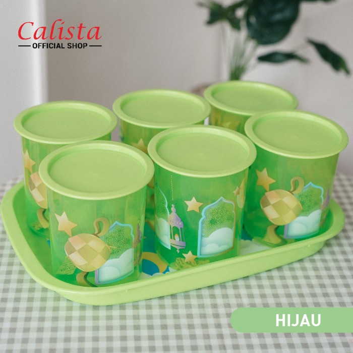 Promo ramadhan 2023 - Calista Tobaki Toples Kue Lebaran Set 7 in 1 - Hijau - Sedia toples terbaru ke