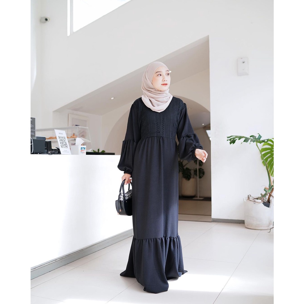 JAHIRA DRESS GAMIS MUSLIM WANITA DRESS CRINKLE MIX BRUKAT