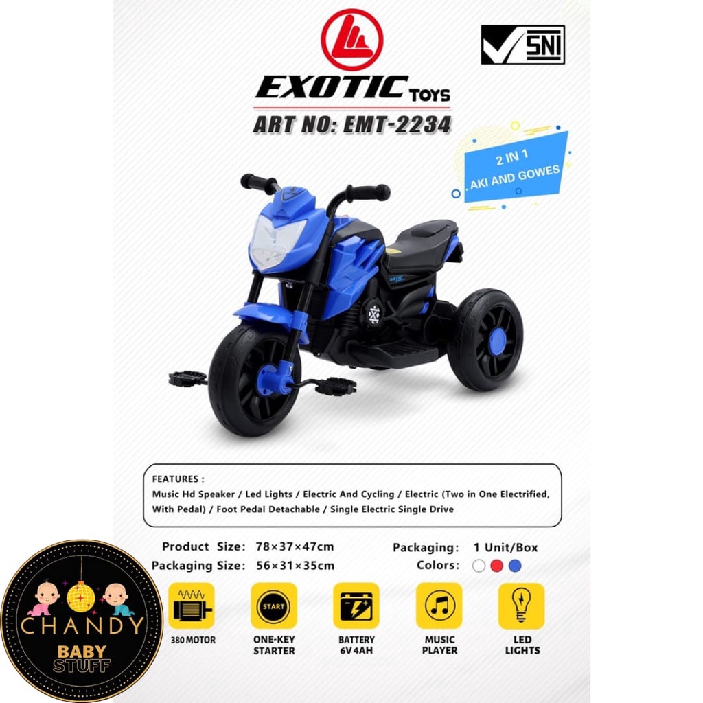 SEPEDA ANAK EXOTIC EMT 2234 ( 2IN1 ) BISA PAKAI AKI DAN GOWES