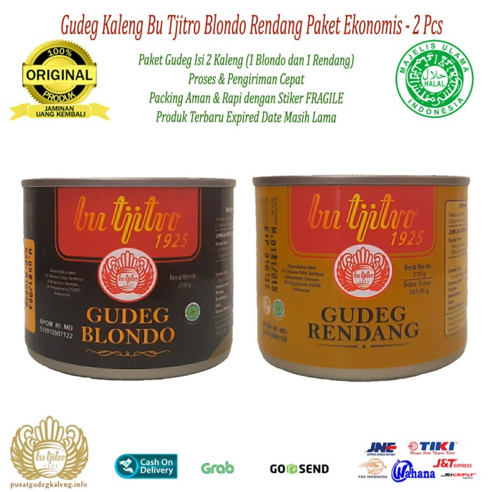 

GUDEG KALENG BU TJITRO BLONDO RENDANG PAKET EKONOMIS