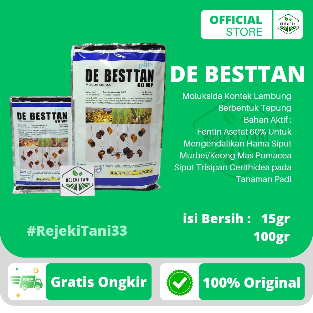 Moluskisida DE BESTTAN 60WP Pembasmi Hama Tanaman DEBESTAN Racun Semprot Super Ampuh Obat Keong Mas 