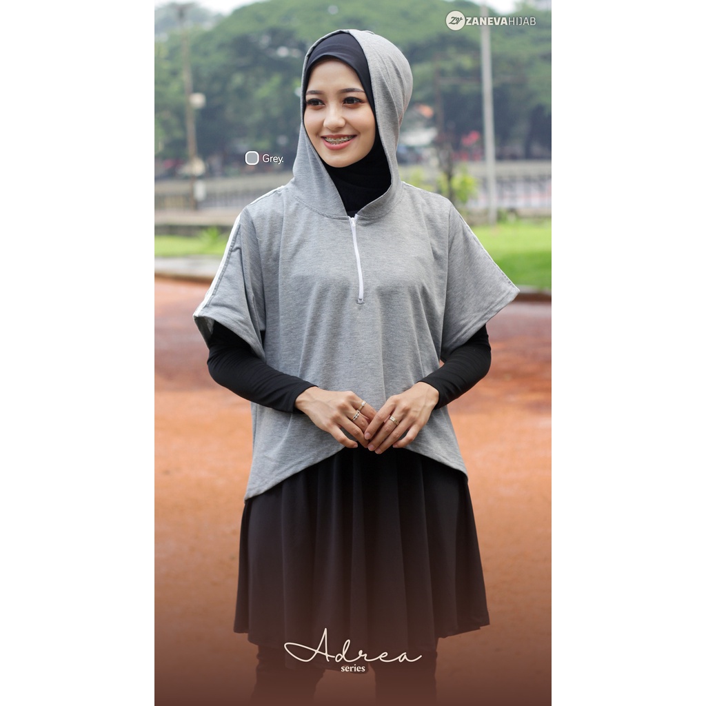 Paket Adrea Hoodie &amp; Manset By Zaneva l Hoodie Olahraga Muslimah Adrea &amp; Inner l Paket Sportwear Series